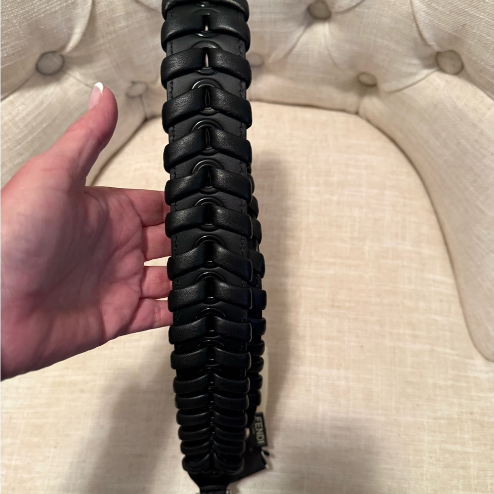 Fendi Black Braided Leather strap NWT